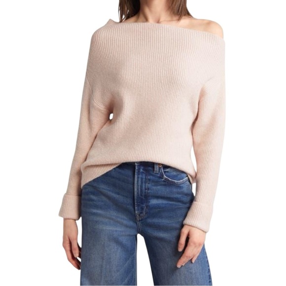 💥SALE💥TREASURE & BOND PINK SEPIA OFF THE SHOULDER SWEATER SZ XL NWTS - Picture 1 of 12